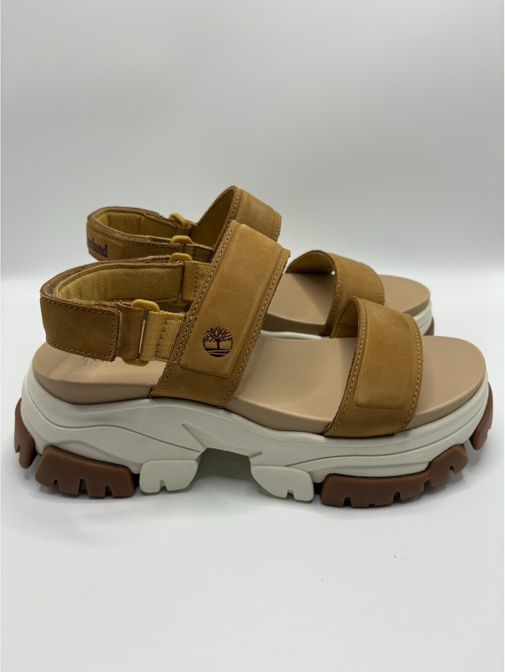 Timberland Adley Platform Sandals Wheat Nubuck Tan Women Size 10 NWOB